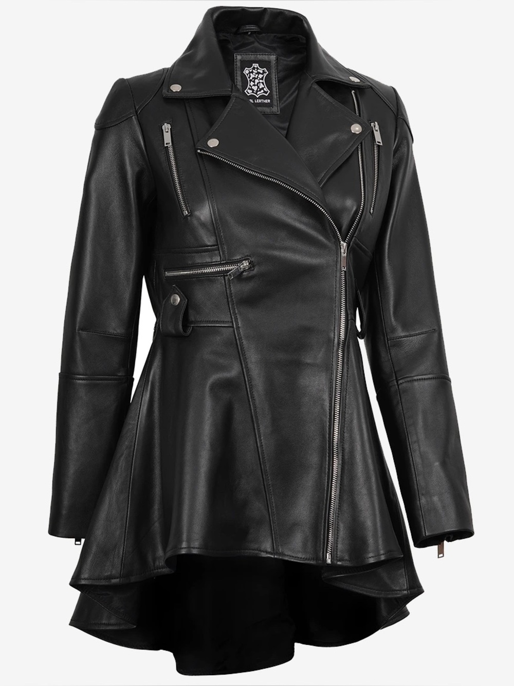 Angel Jackets Gonzalez Black Lambskin Leather Peplum Moto Jacket Medium NWT